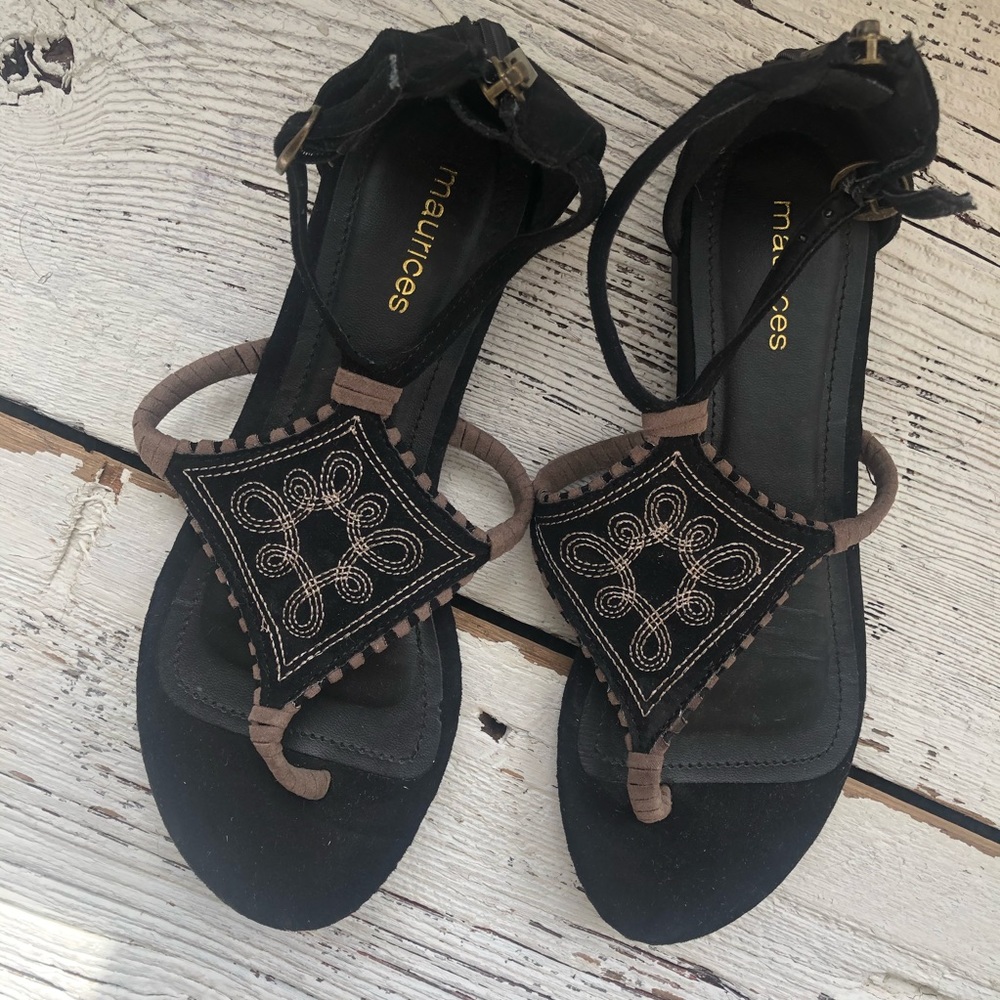 Maurices gladiator sandals black size 7